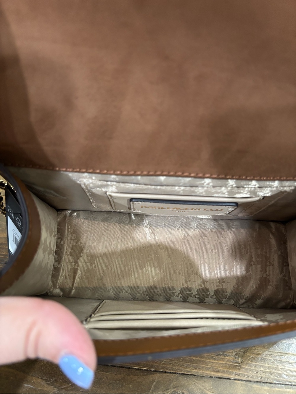 Karl Lagerfeld Brown Shoulder Bag with Charm Detail - Picture 9 of 12